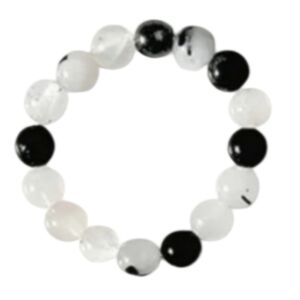 Black Quartz Stone Beaded Stretch Ring 4 mm